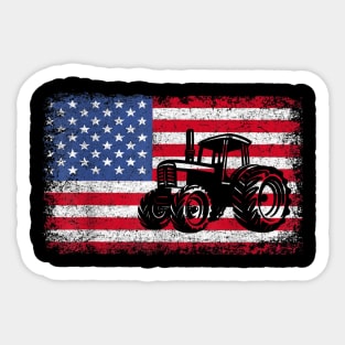 Farm Tractors USA Flag Patriotic Farming Gift Men Women Boys Sticker